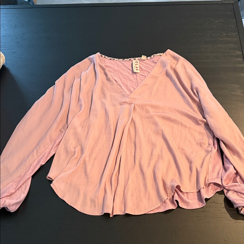 Dolan Light Pink V-Neck Blouse